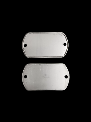 ROLLED EDGE DULL DOG TAG WITH TWO .125" NON ROLLED EDGE HOLES